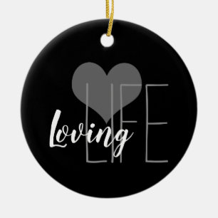 LIEBENDE LIFE-Buchstaben mit Herz   Keramik Ornament