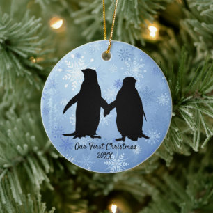 Liebende Pinguin Couple Weihnachten Keramik Ornament