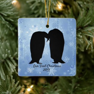 Liebende Pinguin Couple Weihnachten Keramikornament