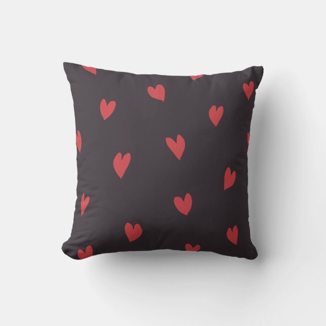 Liebende Touch Rotes Schwarzes Kissen (Vorderseite)