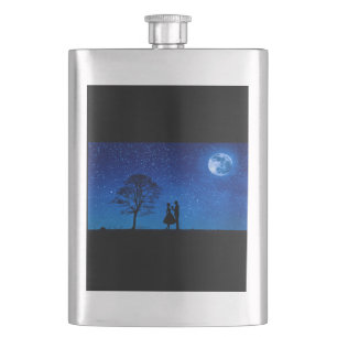 Liebende unter einem Vollmond Flachmann