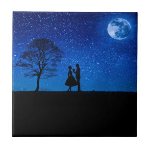 Liebende unter einem Vollmond        Fliese