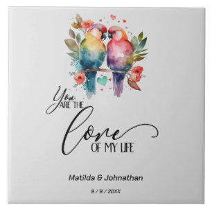 Liebende Vögel. Du bist die Liebe meines Lebens! Fliese