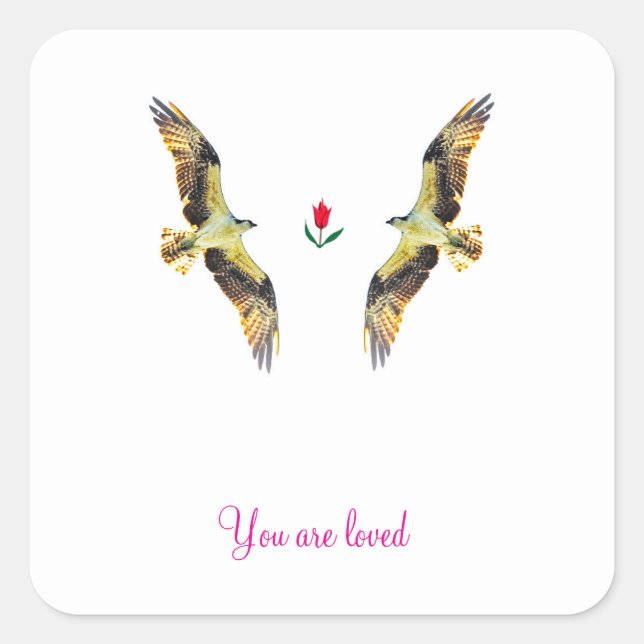 Liebende Vögel. Ospreys Quadratischer Aufkleber (Vorderseite)