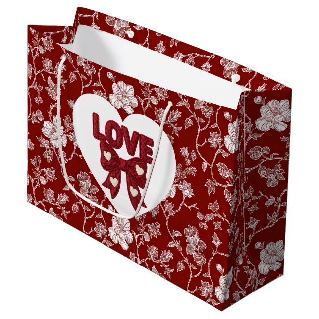 Liebendes Herz  Große Geschenktüte (Vorderseite Schrägansicht)