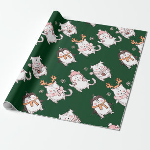LIEBENSWERT HANDGEZEICHNETE WEIHNACHTS-TIERGESCHEN GESCHENKPAPIER