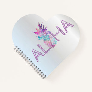 Liebenswerte Aloha Hawaiianische Ananas, Silber Notizbuch
