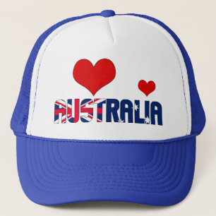 Liebenswerte australische Flaggen-Herzen Patriotis Truckerkappe