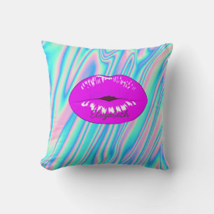 Liebenswerte Coole Trendige Lippen, Holografisch Kissen