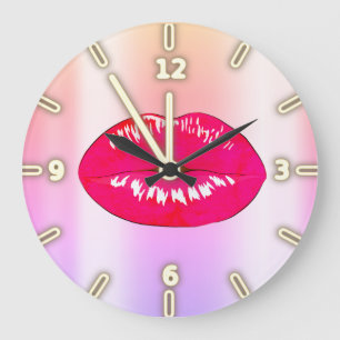 Liebenswerte Coole Trendige Ombre Lippen Große Wanduhr