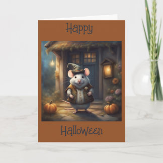 liebenswerte dicke Maus im Halloween-Kostüm Karte