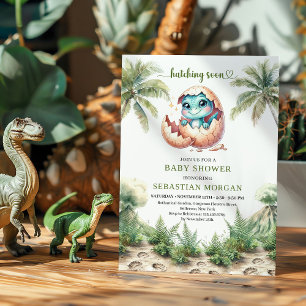 Liebenswerte Dinos schlüpfen bald Wasserfarbe Dino Einladung