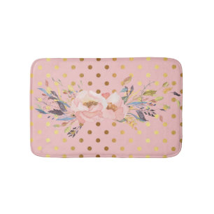 Liebenswerte falsche Gold-Polka-Punkte Blumen Badematte