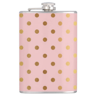 Liebenswerte falsche Gold-Polka-Punkte Blumen Flachmann