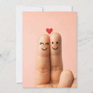 Liebenswerte Fingerpaar-Kunst, süße Gesichter auf  Einladung
