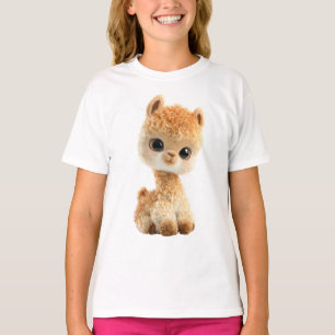 Liebenswerte Fluffige Baby-Alpaka-Illustration für T-Shirt