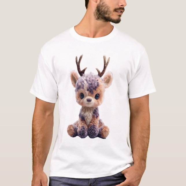 Liebenswerte gefleckte Hirsch-Plüschillustration f T-Shirt (Vorderseite)