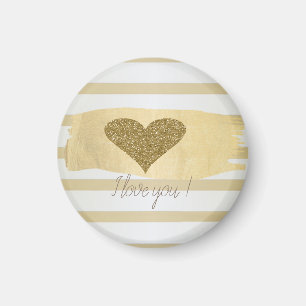 Liebenswerte goldene Glitter-Herzen Streifen-Ich l Magnet