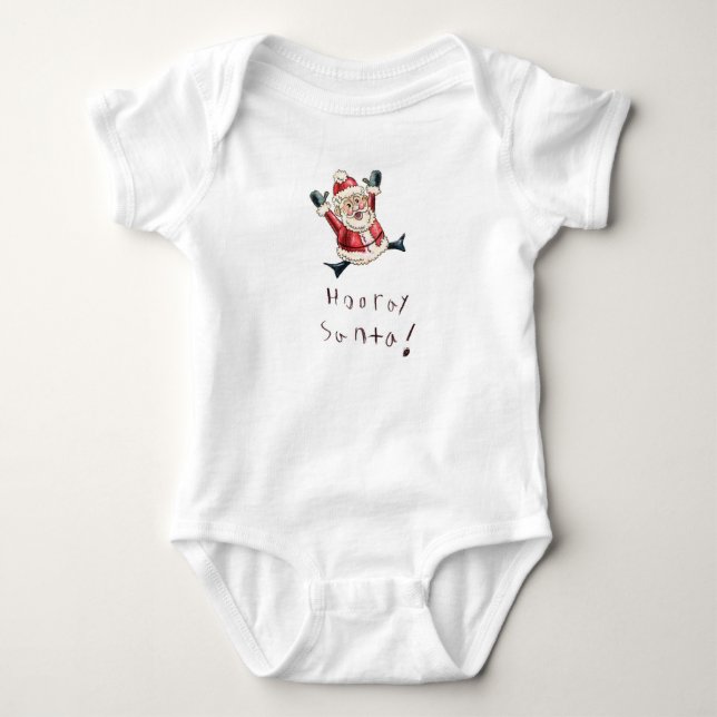 Liebenswerte "Hurra Santa" Babyschürze Baby Strampler (Vorderseite)