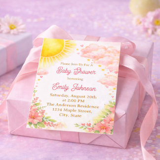 Liebenswerte rosa gelbe Wasserfarbe Floral Sonnens Einladung