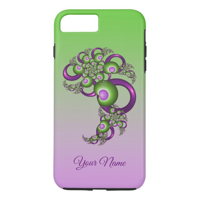 Liebenswerte rosa grüne Herzen Abstrakter Fraktal  Case-Mate iPhone Hülle (Rückseite)