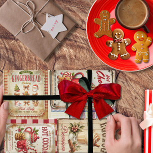 Liebenswerte rustikale Weihnachtsillustrationen Co Geschenkpapier