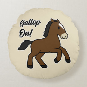 Liebenswerter Galopp! Glückliches Fohlen Kawaii Pf Rundes Kissen