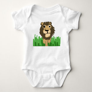 Liebenswerter handgezeichneter Löwe im hohen Gras Baby Strampler