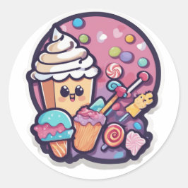 Liebenswerter Kawaii Candy Cupcake Aufkleber | Süß