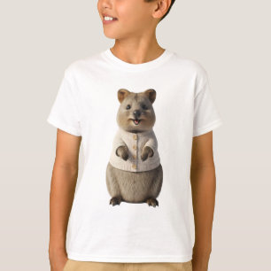 Liebenswerter lächelnder Cardigan-Quokka-Kinder T-Shirt
