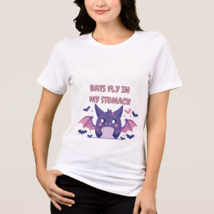 liebenswerter lila Cartoon-Fledermaus mit rosa Flü Tri-Blend Shirt