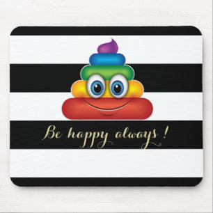 Liebenswerter Regenbogen-Scheiße-Emoji mit Streife Mousepad