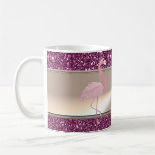 Liebenswerter Süßer Rosa Flamingo Auf Glitzernd Kaffeetasse
