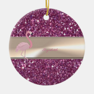 Liebenswerter Süßer Rosa Flamingo Auf Glitzernd Keramik Ornament