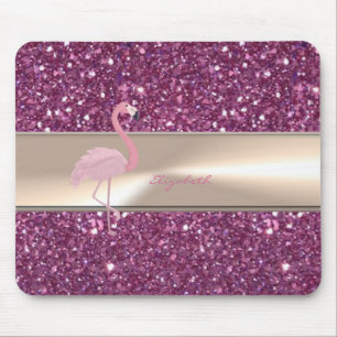Liebenswerter Süßer Rosa Flamingo Auf Glitzernd Mousepad
