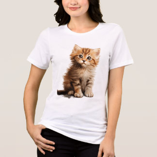 Liebenswertes Fluffiges Kätzchen Grafik Weißes T-S Tri-Blend Shirt