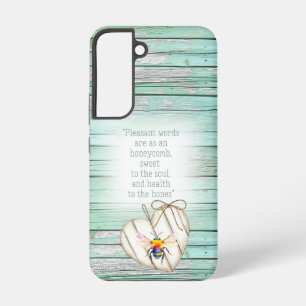 Liebenswertes grünes Holzherz Regenbogen Biene Sch Samsung Galaxy Hülle