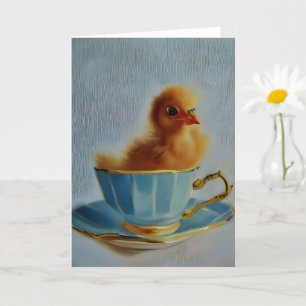 Liebenswertes Küken auf einer Teetasse AI-Kunst Karte