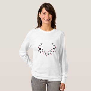 Liebenswertes Pfoten- und Herz-Muster-Shirt  T-Shirt