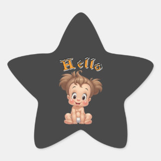 Liebenswürdige Cartoon Baby Sitting Cheerfully wit Stern-Aufkleber