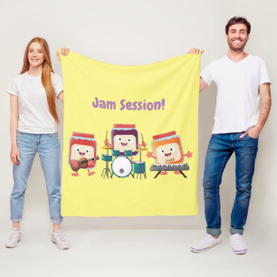 Liebenswürdige Jamsession Cartoonmusiker Humor Fleecedecke