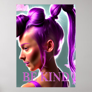 Liebenswürdige lilahaarige Mädchen-Wandkunstposter Poster