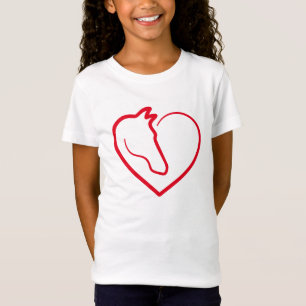 Liebepferde, rotes Herz mit Pferdekopf T-Shirt