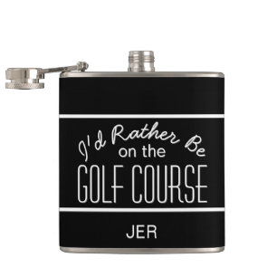 Lieber auf dem Golfplatz Monogramm Schwarz Flachmann