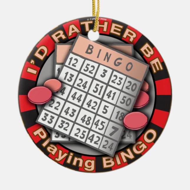Lieber Bingo spielen Weihnachtsbaumanhänger Keramik Ornament (Vorne)