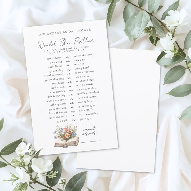 Lieber Buch Brautparty-Spiel (Would Rather Book Bridal Shower Game)