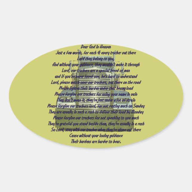 Lieber Gott Ovaler Aufkleber (Vorderseite)