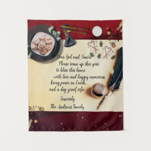 Lieber Gott und Weihnachtsmann Notiz Roter Weihnac Wandteppich