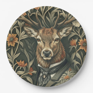 Lieber Hirsch in Vintage-Kleidung Magic Woodland Pappteller