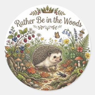 Lieber im Wald Cute Cottagecore-Igel Runder Aufkleber